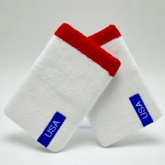 Nike Premier 2.0 Doublewide Wristbands USA - White/Red/Blue