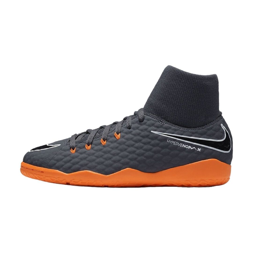 Nike Jr Phantom X III Academy Youth Indoor Futsal Shoes (Dark Grey / Total Orange) - Image 2