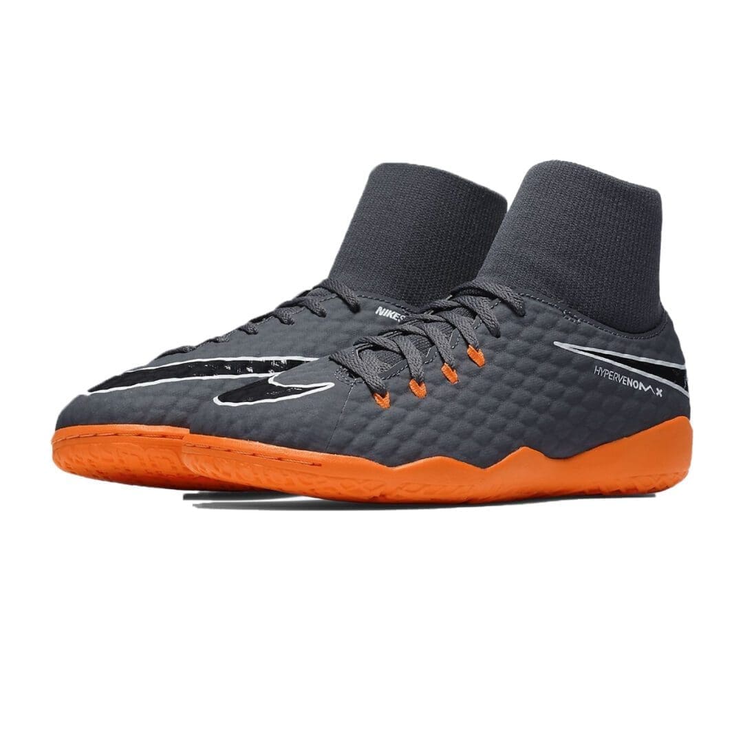 Nike Jr Phantom X III Academy Youth Indoor Futsal Shoes (Dark Grey / Total Orange) - Image 3
