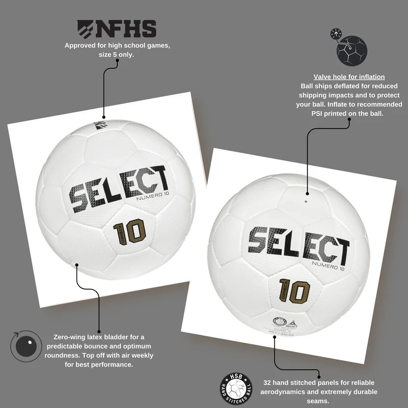 Select v25 Numero 10 NFHS All White Soccer Ball - Image 2