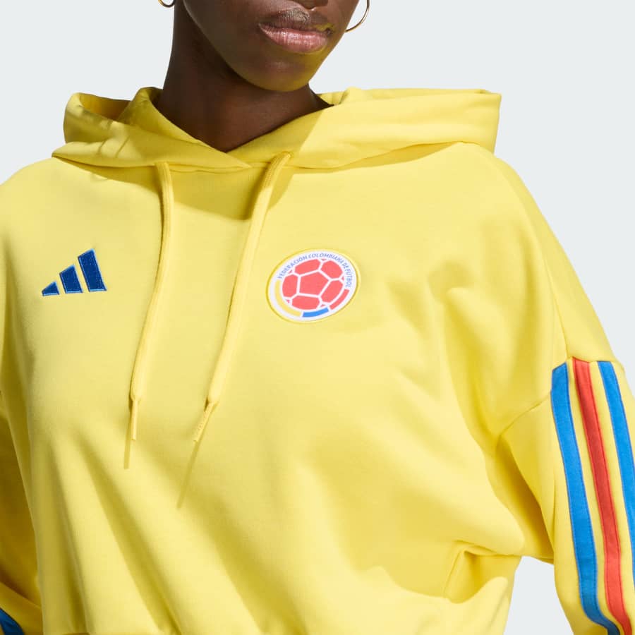 adidas Colombia Women's DNA Hoodie, Yellow - Image 7