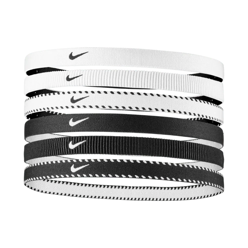 Nike Flex Classic Headbands 6 Pack White/Black